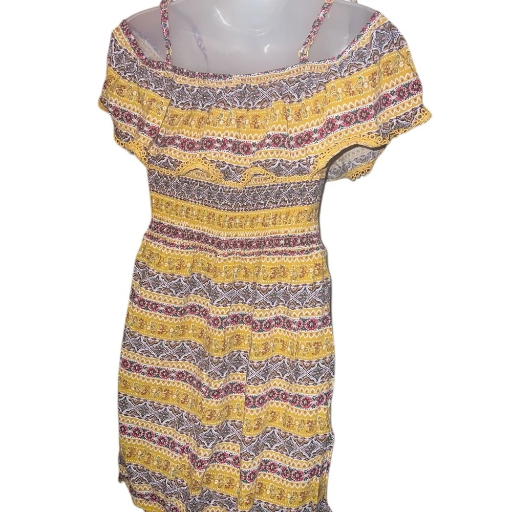 Lily Rose Yellow and Brown Patterned Mini Dress - Picture 8 of 10